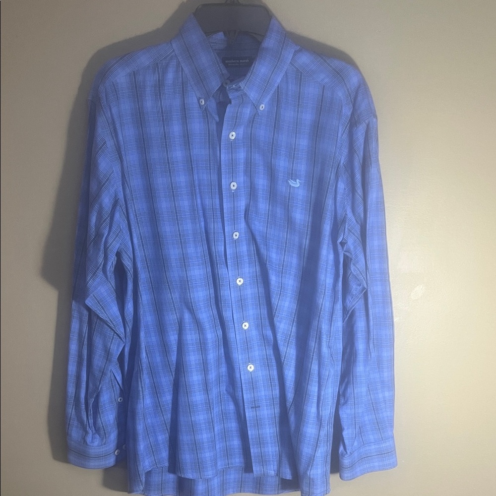 Southern Marsh Blue Checkered Button Down Shirt